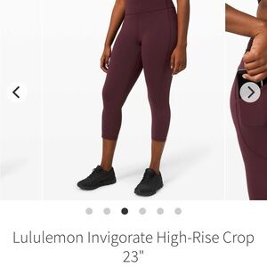 Lululemon Invigorate High-Rise Crop 23". Size 2. Cassis